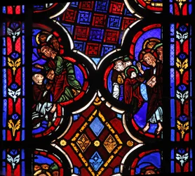 Fenêtre w1 représentant le Christ disant Je suis la Résurrection et la Vie