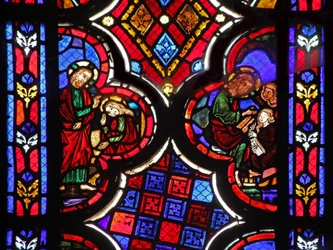 Fenêtre w1 représentant Jésus avec Marthe et Marie-Madeleine