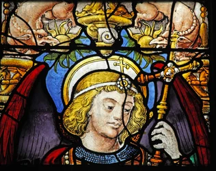 Vitrail w1 représentant Saint Michel et un donateur