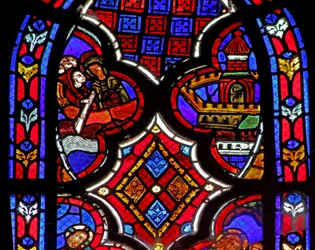 Fenêtre w1 représentant une scène de la vie de Sainte Marie-Madeleine - la sainte voyage à Marseille