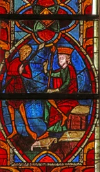 Vitrail w201 représentant Saint Maurice devant l