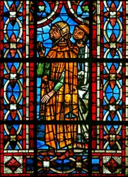 Scène de la vie de Sainte Hélène : la reine enceinte Gratulie de Corinthe reçoit son médecin