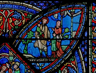 Scène de la vie de Saint Eustache : il quitte la maison avec sa famille