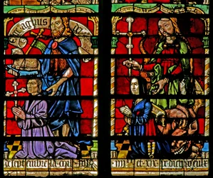 Un donateur - Jean Corart et sa femme avec Saint Jean-Baptiste et Sainte Catherine