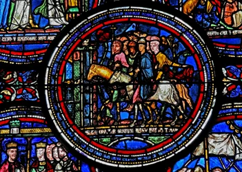 Fenêtre w23 représentant Saint Thomas Becket en route pour Canterbury