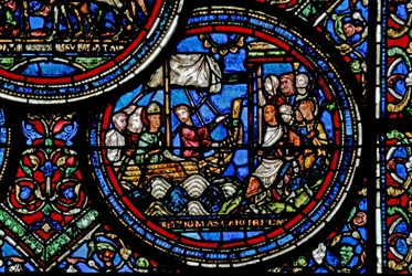 Fenêtre w23 représentant Saint Thomas Becket en route pour l