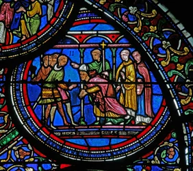 Vitrail w23 représentant le meurtre de saint Thomas Becket
