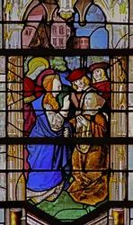 Fenêtre w25 représentant une scène de la vie de Sainte Élisabeth de Hongrie