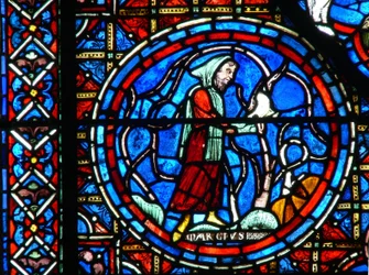 Fenêtre w28a représentant les Travaux des Mois. Mars