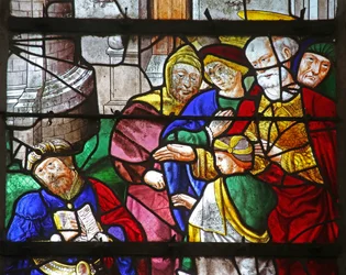Saint Pierre avec Simon le Magicien qui déchire ses livres