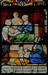 Fenêtre w3 représentant la naissance de Saint Nicolas