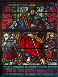 Fenêtre w3 - Deux donateurs avec Saint Jacques