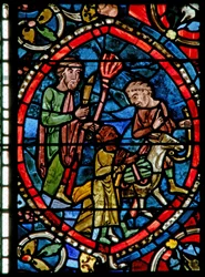 Fenêtre w5-L représentant Abraham emmenant Isaac pour être sacrifié