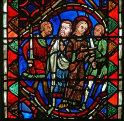 Fenêtre w51 représentant une scène de la vie de Sainte Catherine : elle est emmenée à son martyre