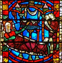 Fenêtre w51 représentant la naissance de Saint Nicolas