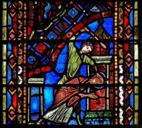 Fenêtre w53 représentant le battement (mort ?) de Saint Jean-Baptiste