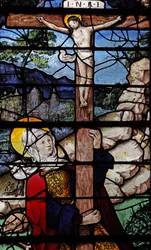Fenêtre w5 représentant une scène de la vie de Sainte Marie-Madeleine - la sainte à la Croix