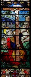 Fenêtre w5 représentant une scène de la vie de Sainte Marie-Madeleine - la sainte à la Croix