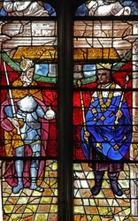 Vitrail w6 représentant Charlemagne et Saint Louis
