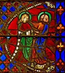 Fenêtre w6 représentant la Visitation