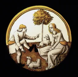 Fenêtre w70 représentant Sujet incertain (le Jeu de quintaine?)