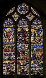 Fenêtre w7 représentant le Livre de la Révélation de Saint Jean