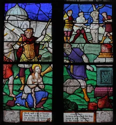 Fenêtre w7 représentant une scène de la vie de Sainte Barbe (vitrail)