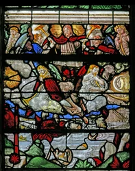Fenêtre w9 représentant une scène du Livre de la Révélation de Saint Jean