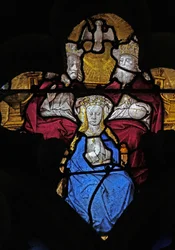 Vitrail w9 représentant le Couronnement de la Vierge