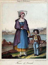 Femme de Cancale et son enfant, vers 1845