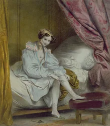 Femme mettant des bas, vers 1830