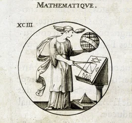 Femme avec compas et globe, personnification des mathématiques
