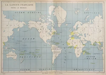Carte du monde des pays francophones, début du XXe siècle