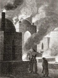 Adorateurs du feu zoroastriens dans un temple du feu à Bakou, Azerbaïdjan, extrait de 