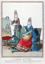 Dame montrant une image du Colosse de Rhodes