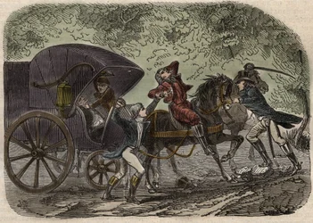 Affaire du courrier de Lyon - la malle-poste est attaquée en Seine et Marne par 5 individus le 28 avril 1796