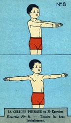 Exercice physique, fitness, exercices corporels, bonne santé, sain (chromolithographie) début du 20ème siècle