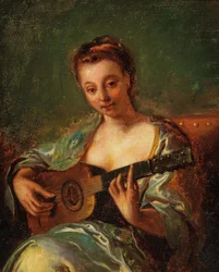 Dame jouant de la guitare F 18Jh