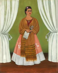 Frida Kahlo entre deux rideaux/autoportrait dédié à Léon Trotski