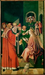 Sainte Barbe discutant avec les philosophes (huile sur bois)
