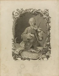 Leopold Mozart. Frontispice du Versuch einer gründlichen Violinschule, 1756