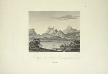 Montagnes de porphyre columnar, Jacal, dessiné par Marchais, gravé par Bouquet, illustration de 