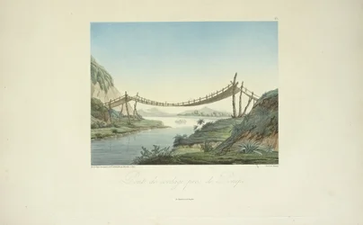 Pont de corde près de Penipe, dessiné par Marchais, gravé par Bouquet, illustration de 