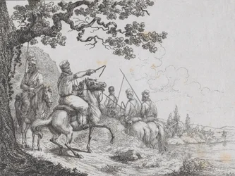 Cosaques chevauchant le long d