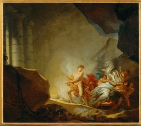 Orphée et Euridice aux Enfers (peinture sur toile)