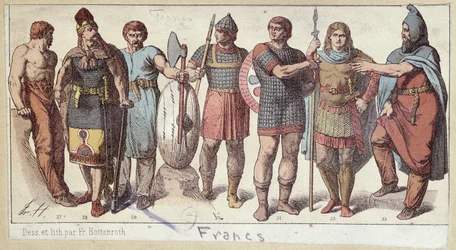 Costumes de soldats francs, c.1880
