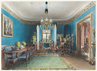 Dessin, La chambre bleue, Schloss Fischbach, 1846