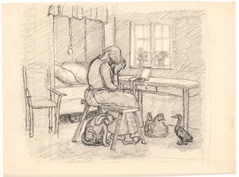 La vieille femme tresse les cheveux