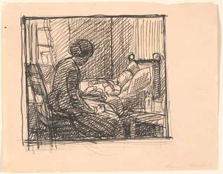 Une mère assise avec son petit enfant...