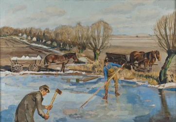 Ouvriers agricoles rapportant de la glace, 1927